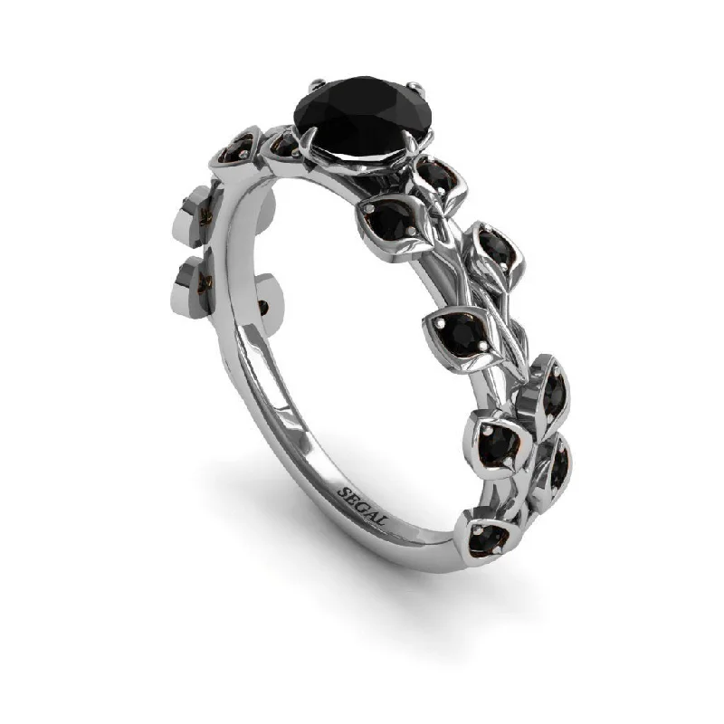 Designer Engagement Rings-Leaves All Around Black Diamond ring- Sydney no. 51