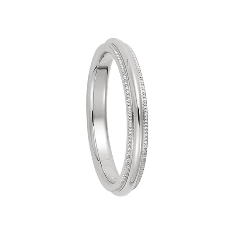 Wedding Ring Sets-4mm Milgrain Edge Comfort Fit Domed Band in Platinum