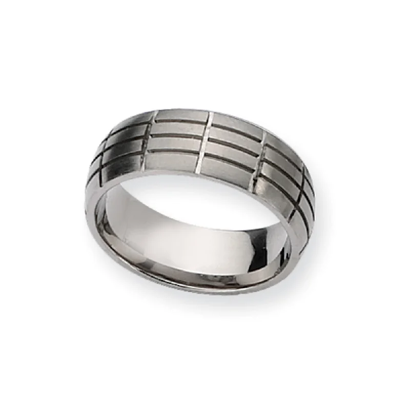 Matching Wedding Rings-Titanium, 8mm Grooved Comfort Fit Band