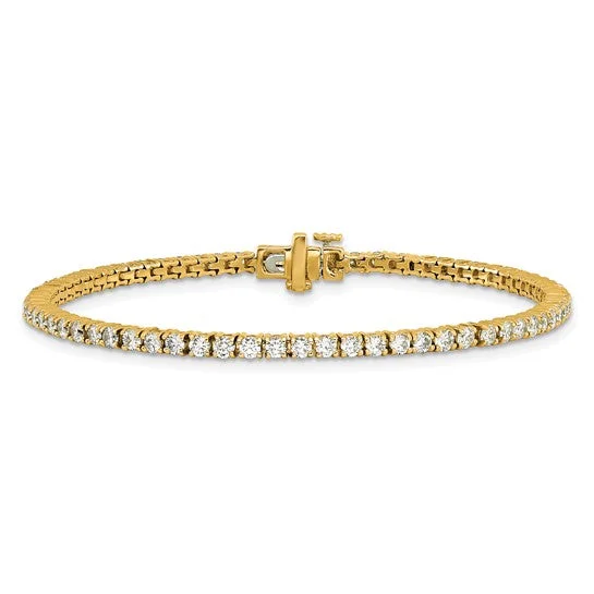 Personalized Bracelets for Bridesmaids-14k Yellow Gold 2.95ct Laboratory Grown Tennis Bracelet