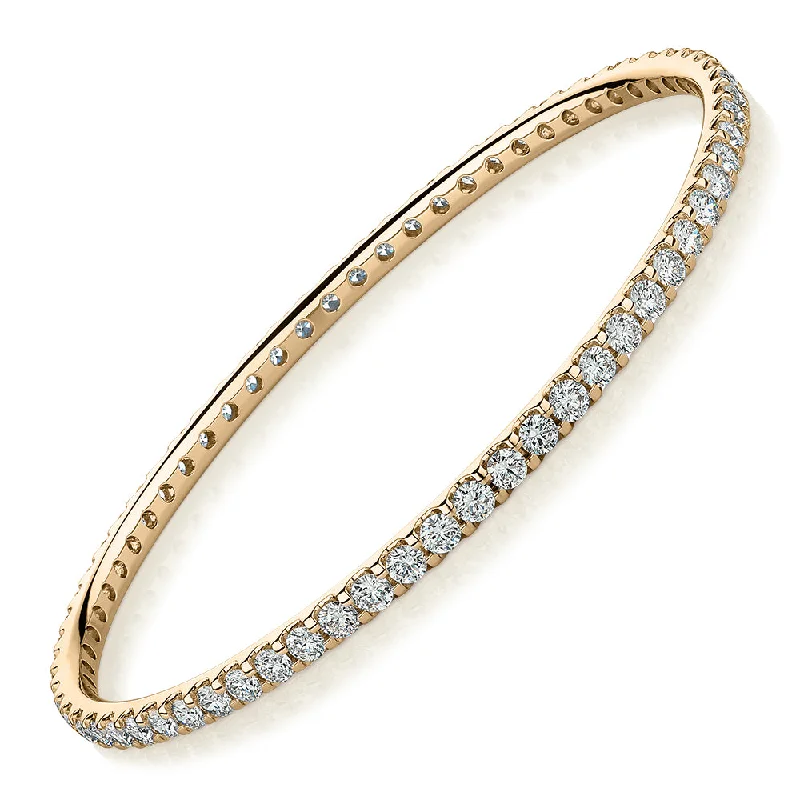 Custom Gold Bangles-Premium Lab-Grown Diamond, 6 carat TW round brilliant bangle in 14 carat yellow gold