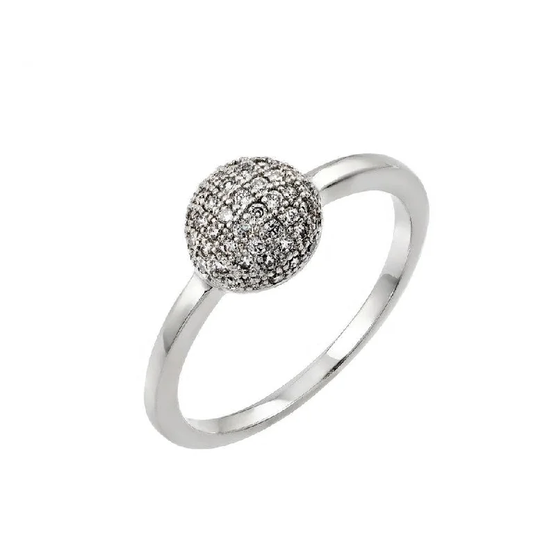 Fashionable Wedding Ring Sets-Silver 925 Rhodium Plated Clear Pave Set CZ Bead Ring - BGR00790