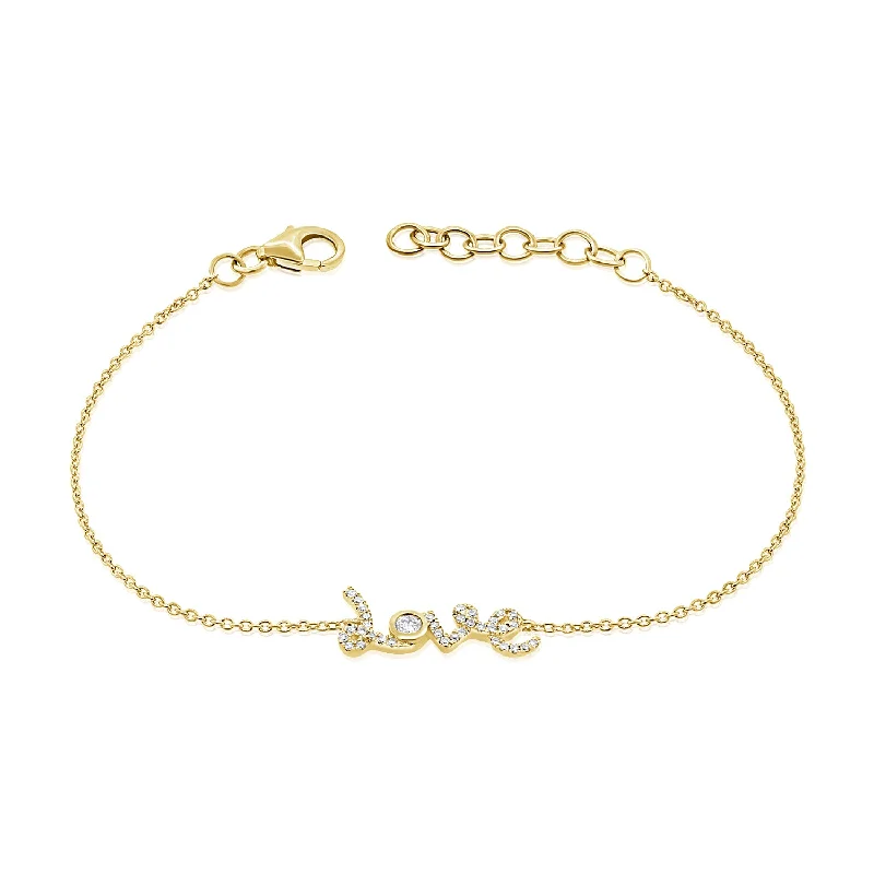 Elegant Silver Chain Bracelets-14K Gold Diamond "Love" Bracelet