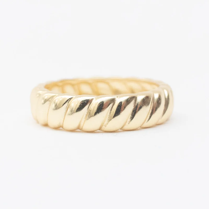 Silver Engagement Rings-Gold Vermeil Twisted Chunky Band