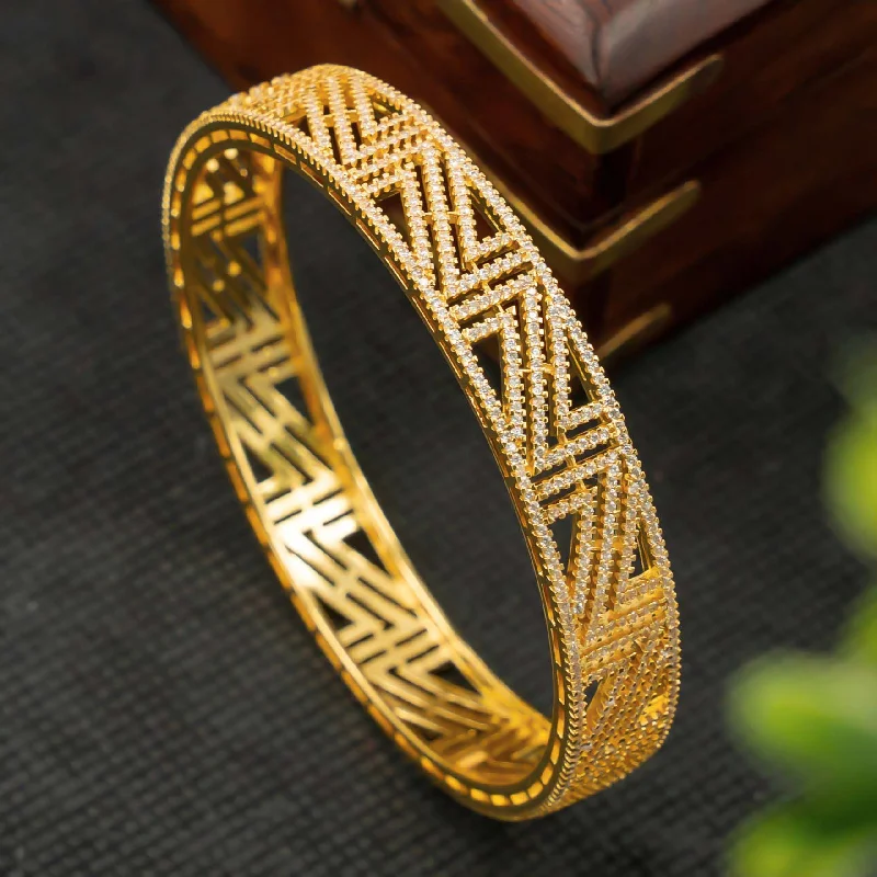 Trendy Gold Bangle Bracelets-Premium Stone Bangle PMSB14W-27-006