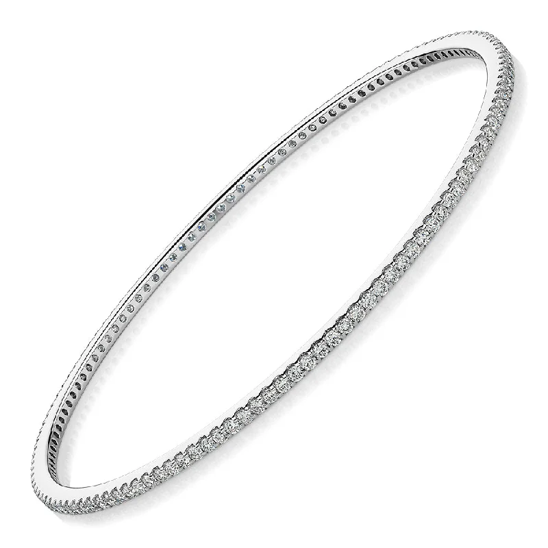 Traditional Wedding Bangles-Premium Lab-Grown Diamond, 2 carat TW round brilliant bangle in 14 carat white gold