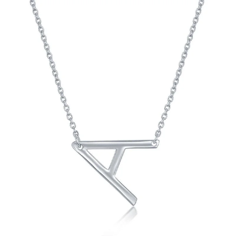 Sterling Silver Sideways A Initial Necklace