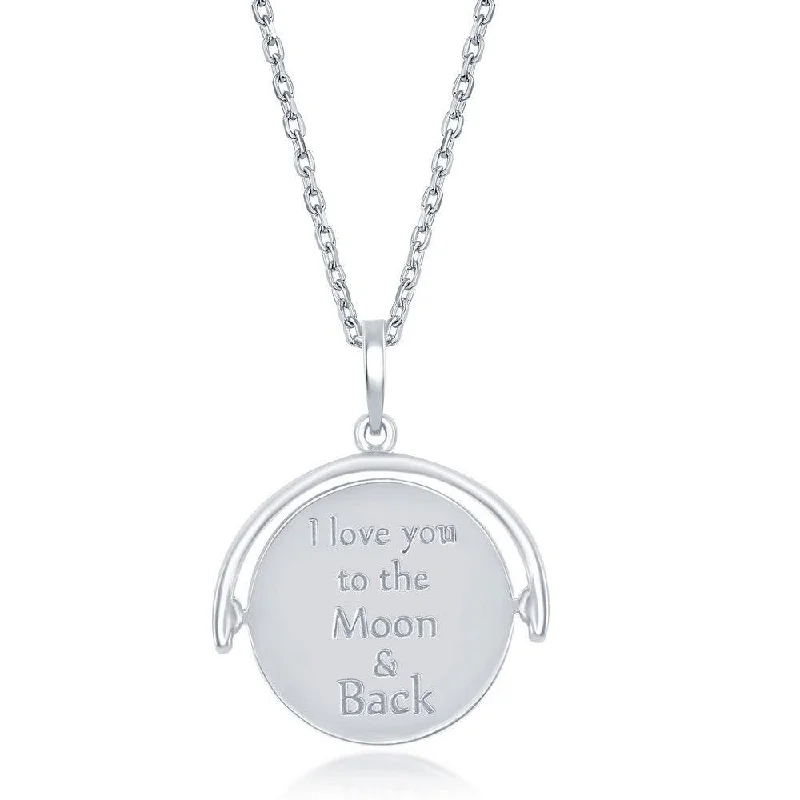 Sterling Silver Moon and Stars Spinning Necklace