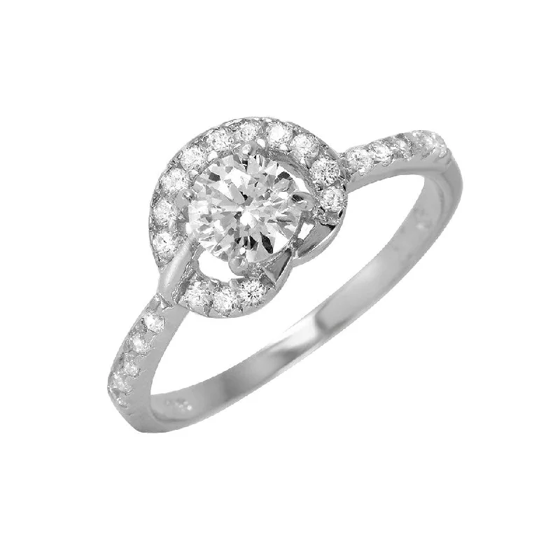 Dainty Silver Rings-Silver 925 Rhodium Plated CZ Ring - BGR00957