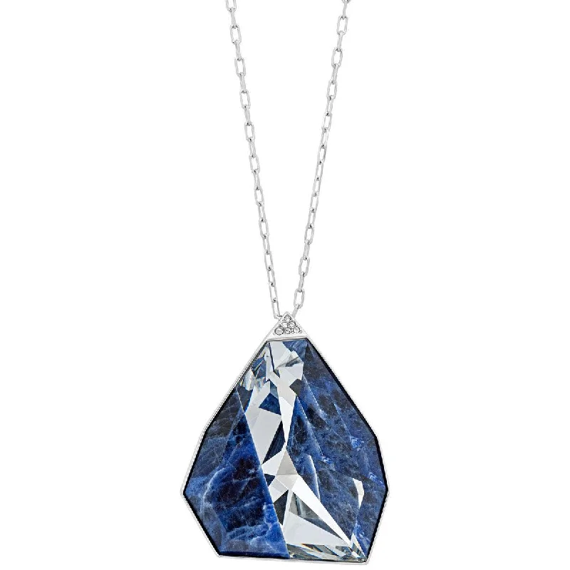 Swarovski Women's Necklace - Architectural Blue Crystal Pendant Silver Tone | 5159053