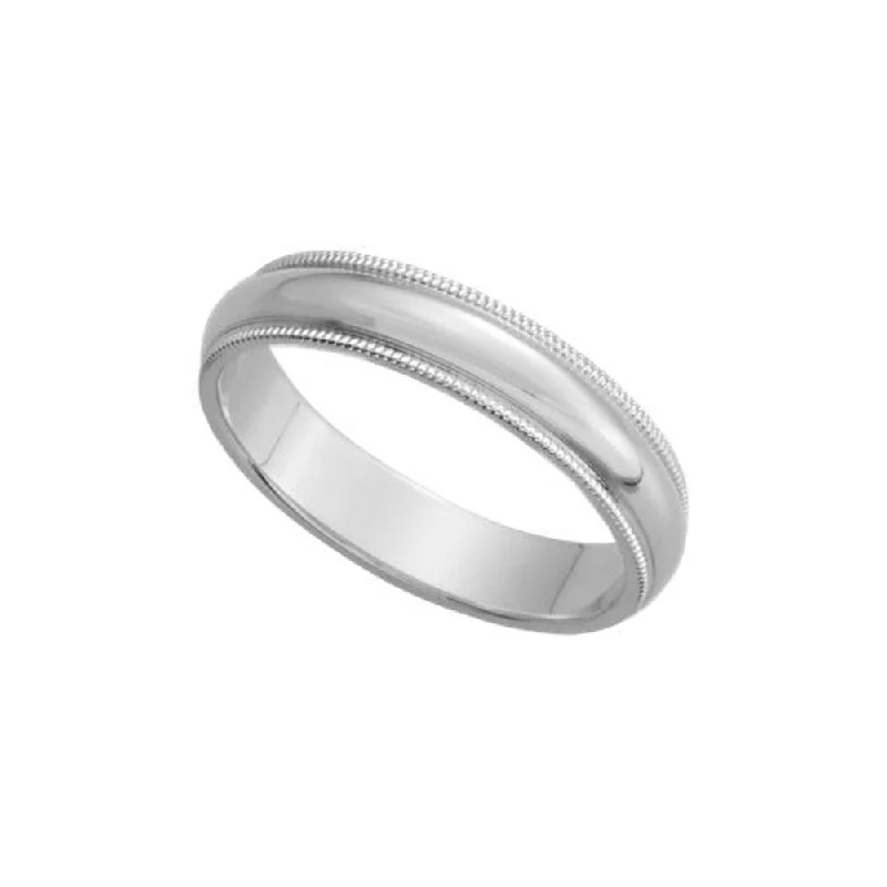 Designer Gold Rings-4mm Milgrain Edge Domed Band in Platinum