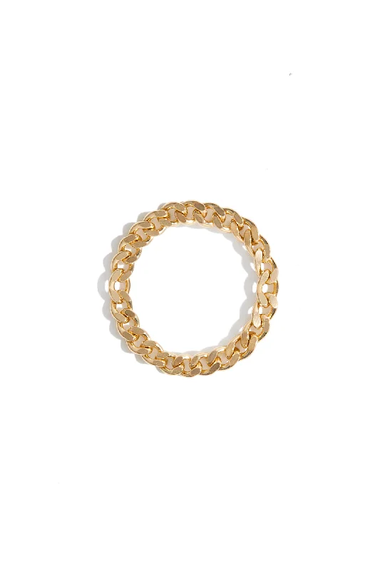 Wedding Ring Bands for Women-Delicate Curb Chain Ring in Gold