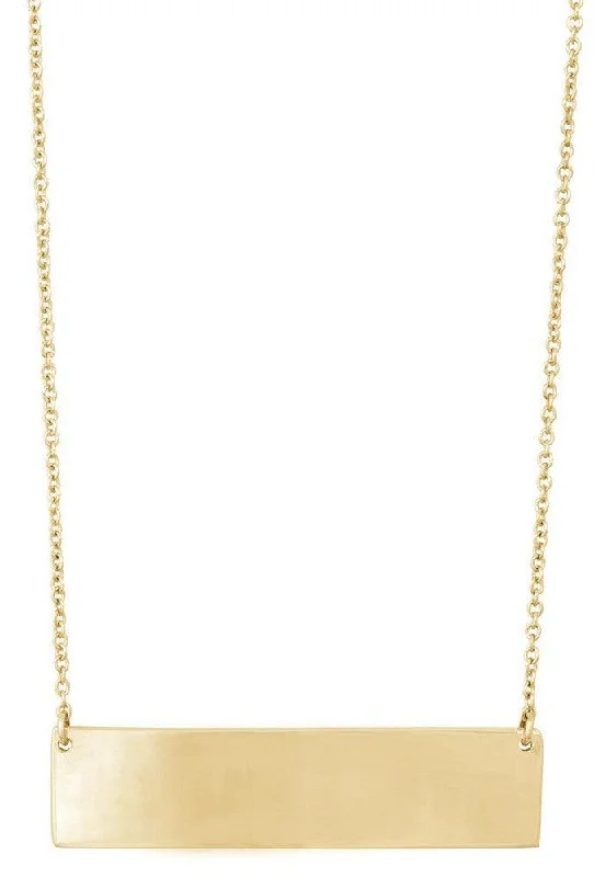 Sterling Silver Large Flat Bar Gold Plated Necklace