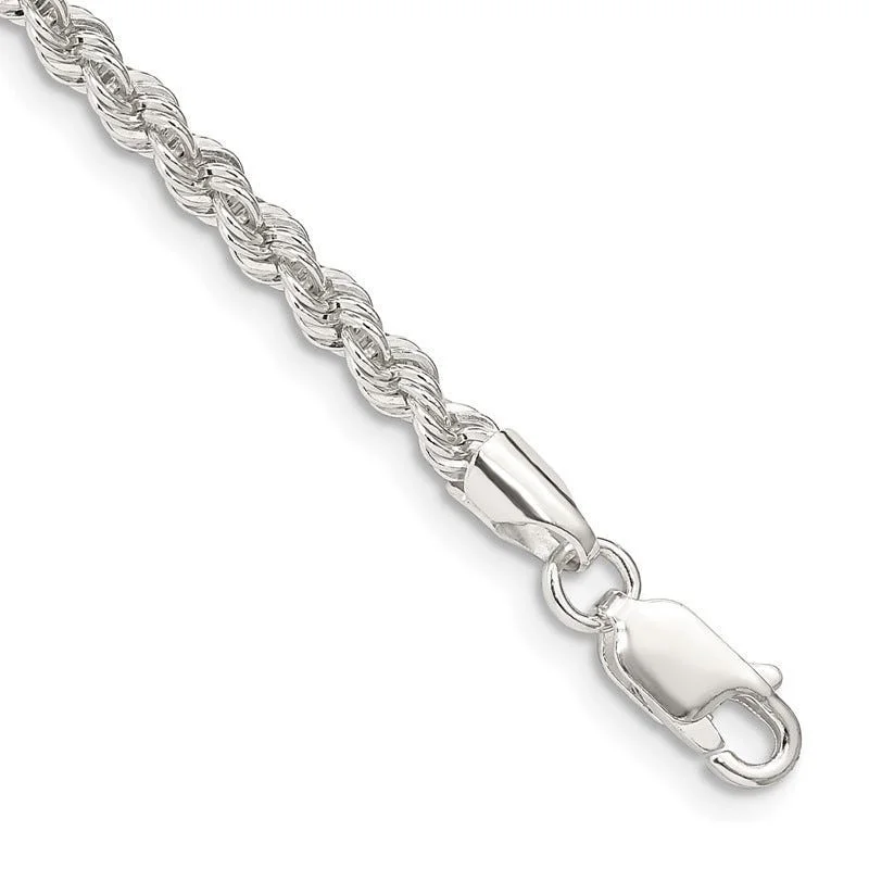 Fashionable Friendship Bracelets-Sterling Silver 3mm Solid Rope Chain Bracelet