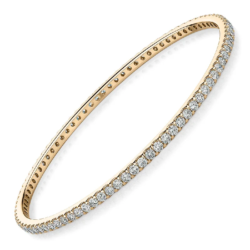 Statement Bangles-Premium Lab-Grown Diamond, 4 carat TW round brilliant bangle in 18 carat yellow gold