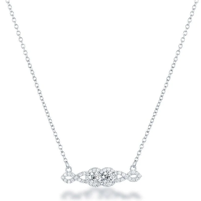 Sterling Silver Us2gether Two-Stone CZ Center Necklace