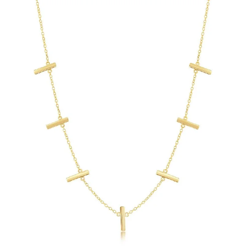 Sterling Silver Gold Plated Verticle Bars Necklace