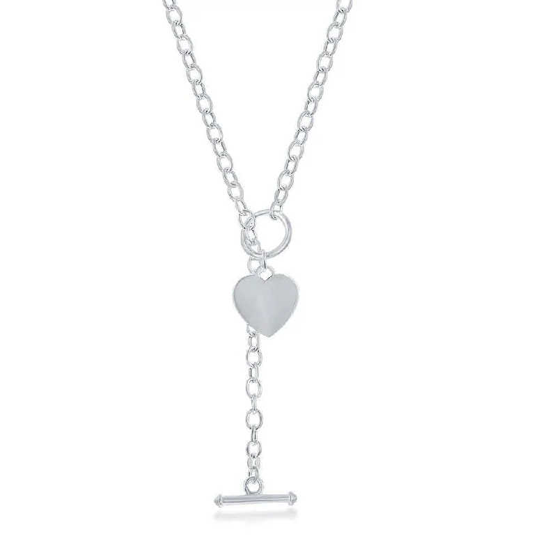 Sterling Silver Heart Charm Rolo Chain Necklace