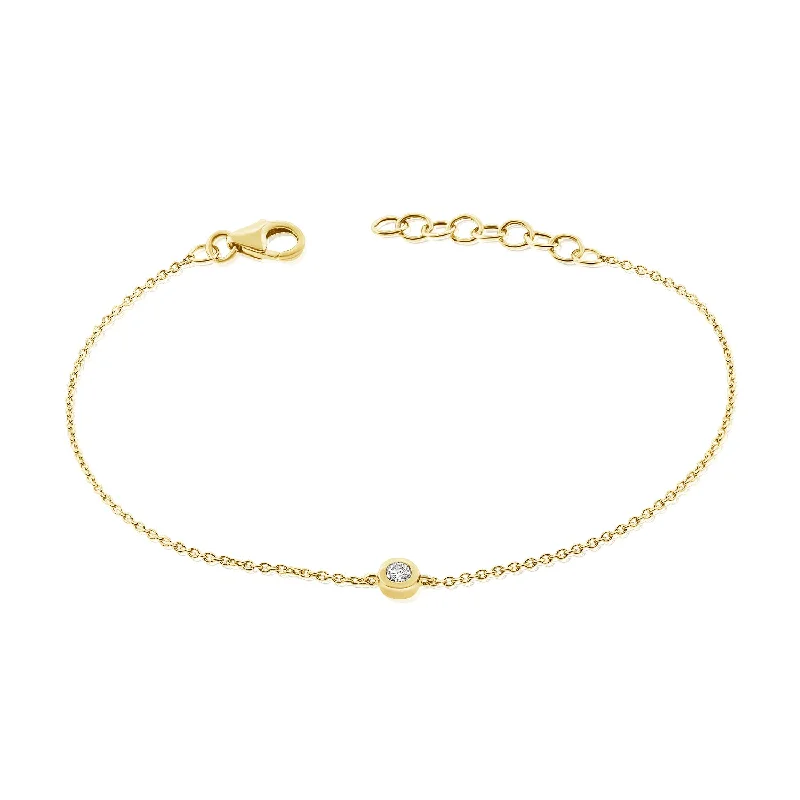 Dainty Gold Bracelets-14K Gold Chain Bracelet with Diamonds