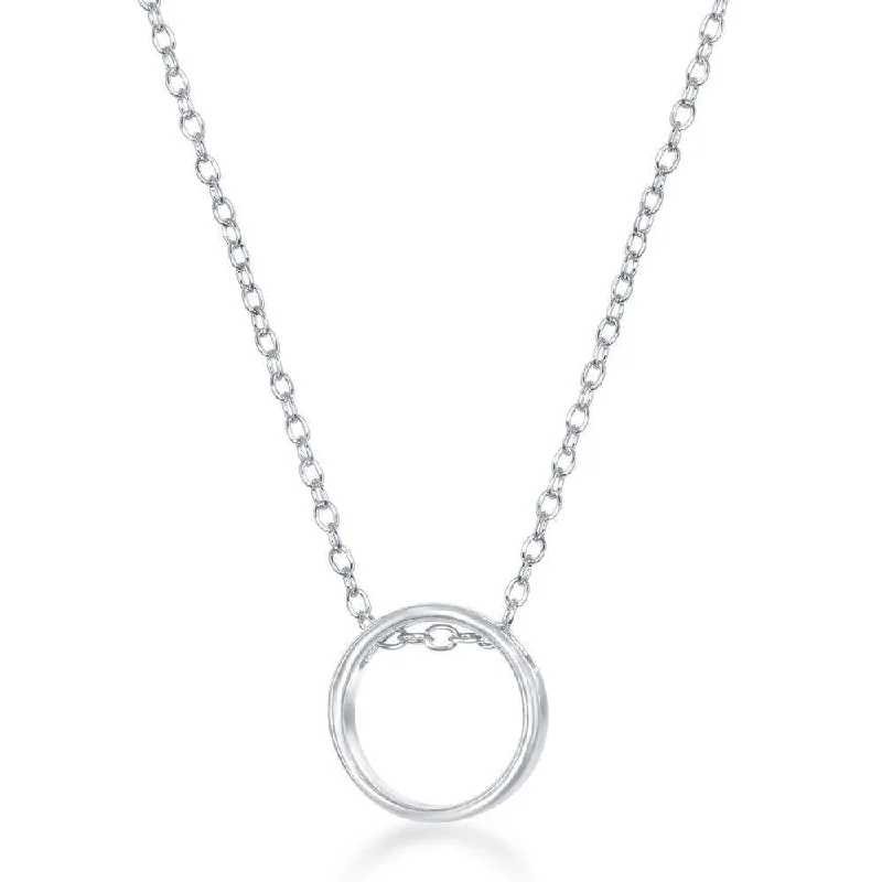 Sterling Silver Center Open Circle Design Necklace