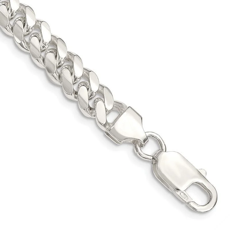 Fashionable Friendship Bracelets-Sterling Silver 7.25mm Polished Domed Curb Chain Bracelet