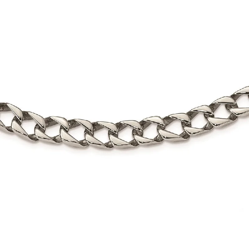 Stainless Steel Polished Square Link 24in Necklace