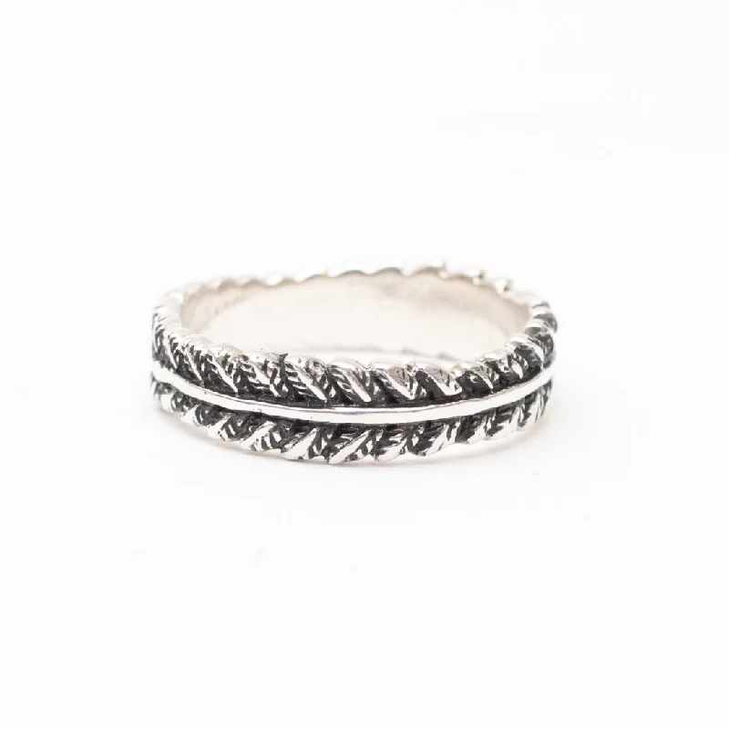 Bridal Engagement Rings-Oxidized Silver Leaf Ring