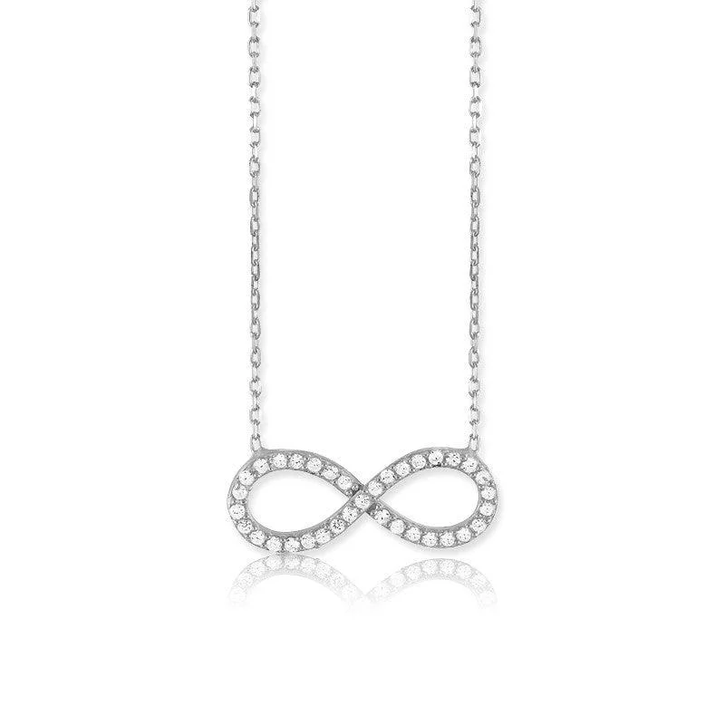 Sterling Silver CZ Infinity Design Necklace