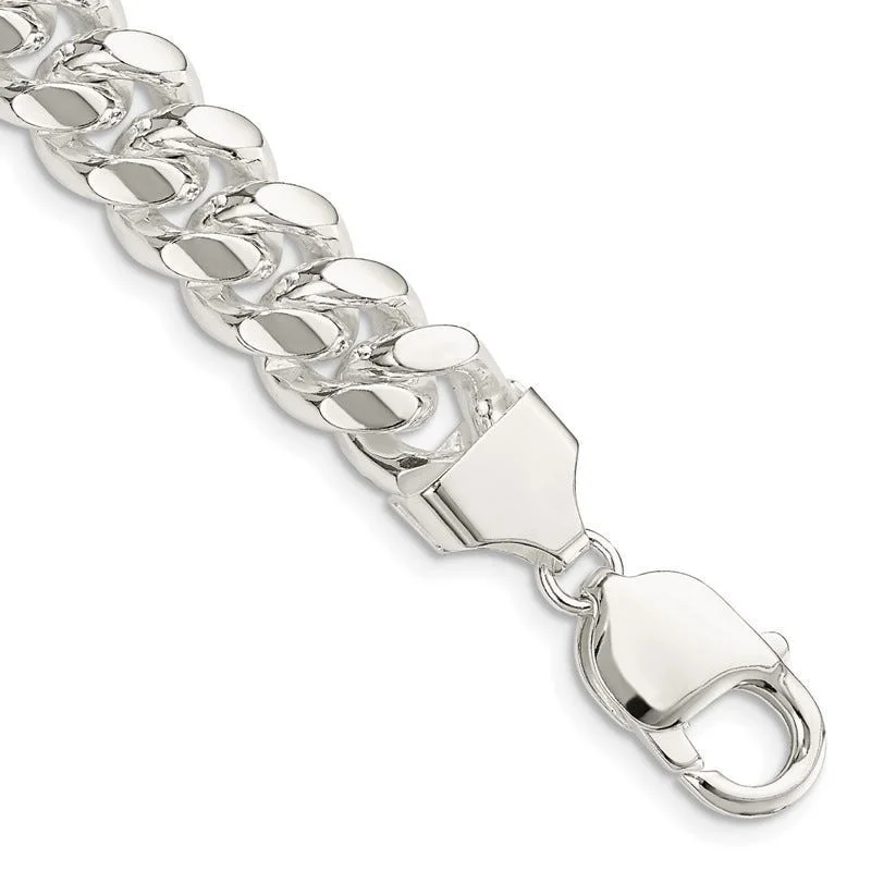 Handcrafted Tennis Bracelets for Women-Sterling Silver 10.5mm Polished Domed Curb Chain Bracelet