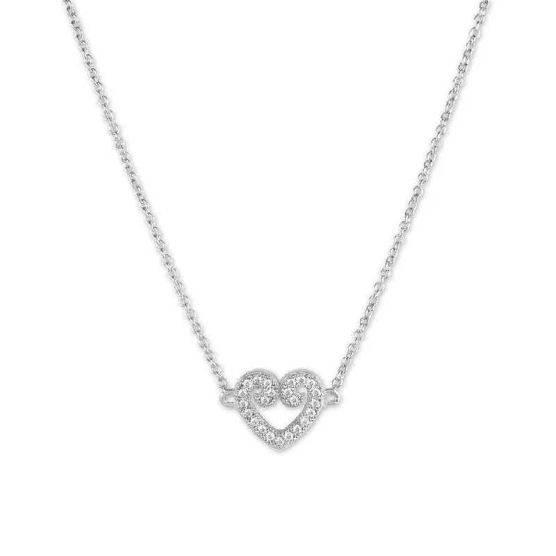 Sterling Silver Micro Pave Curled Heart Necklace