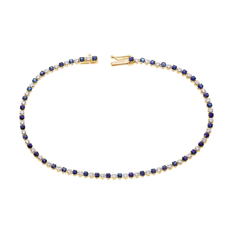 Classic Silver Wedding Bracelets-Elegant 14K Gold Sapphire and Diamond Tennis Bracelet