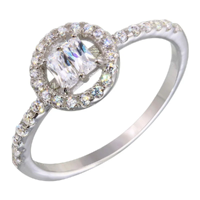 Elegant Gold Rings-Rhodium Plated 925 Sterling Silver Clear Stone Ring with CZ - BGR01140CLR