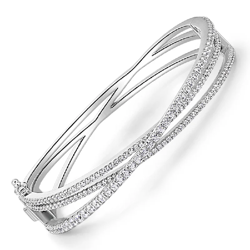 Chunky Gold Bangles-Round Brilliant bangle with 2.63 carats* of diamond simulants in sterling silver