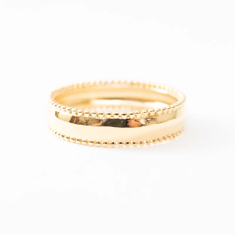 Designer Wedding Bands-Gold Vermeil Wide Milgrain Edge Band