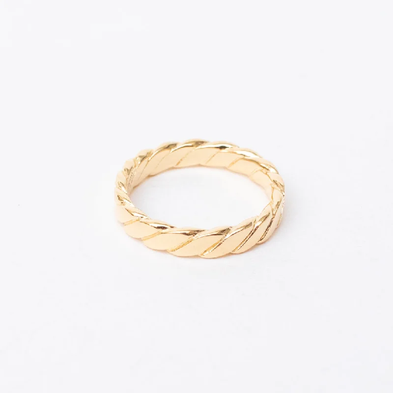 Modern Engagement Rings-Gold Vermeil Flat Braided Band Ring