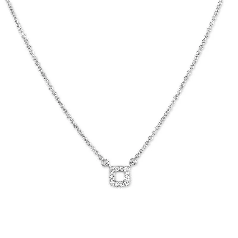 Sterling Silver Micro Pave Tiny Square Necklace