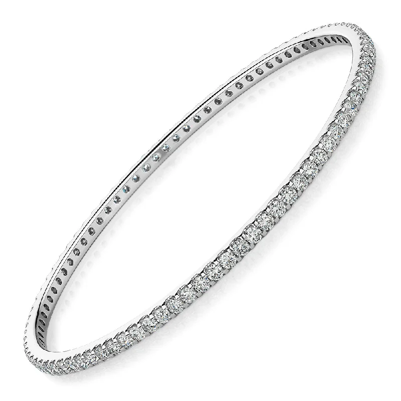 Wide Gold Bangles-Premium Lab-Grown Diamond, 4 carat TW round brilliant bangle in 14 carat white gold