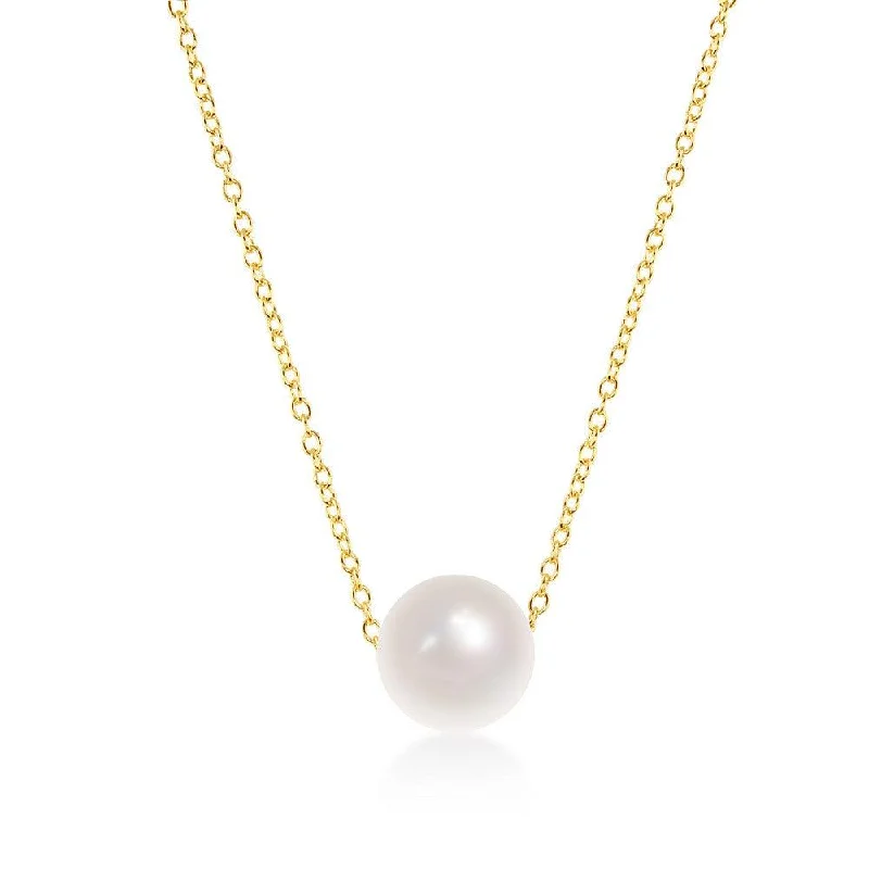 Sterling Silver Single Threaded Freshwater Pearl Necklace - Gold Plated