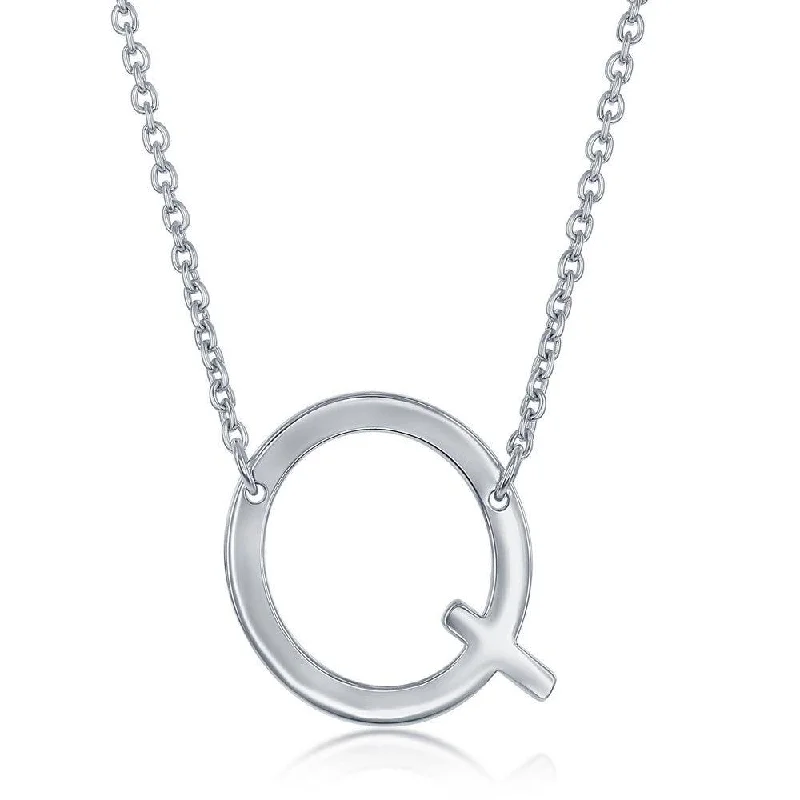 Sterling Silver Sideways Q Initial Necklace