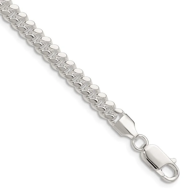 Gemstone Cuff Bracelets-Sterling Silver Polished 5.7mm Domed Curb Chain Bracelet