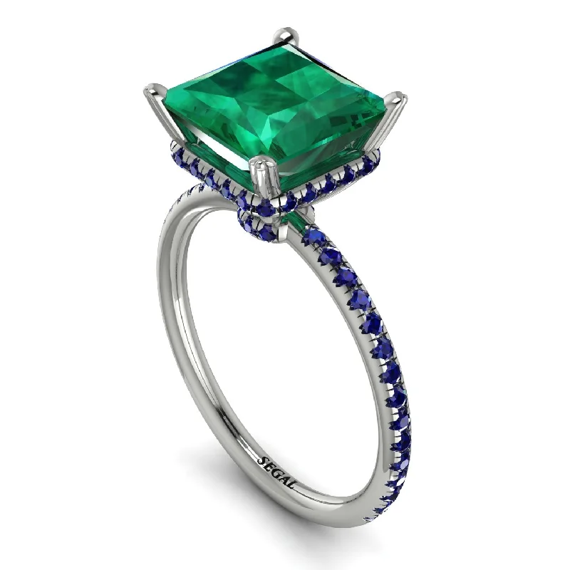 Fashion Rings for Men-Trendy Hidden Halo Emerald Princess Cut Engagement Ring - Daria No. 66