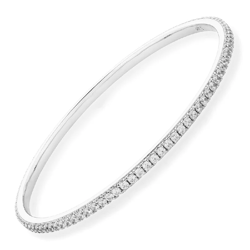 Personalized Bangles-Round Brilliant bangle with 2.85 carats* of diamond simulants in sterling silver