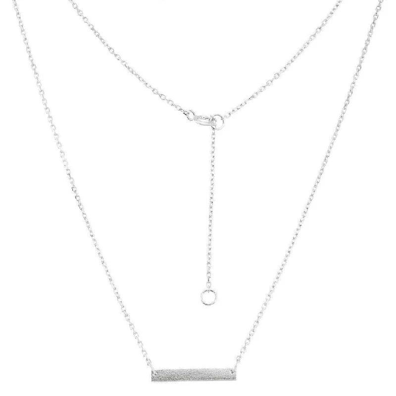 Sterling Silver Matte Bar Design Necklace