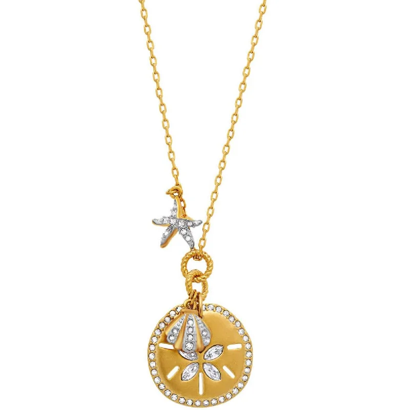 Swarovski Women's Necklace - Ocean 23K Yellow Gold Coin Shape Pendant | 5492274