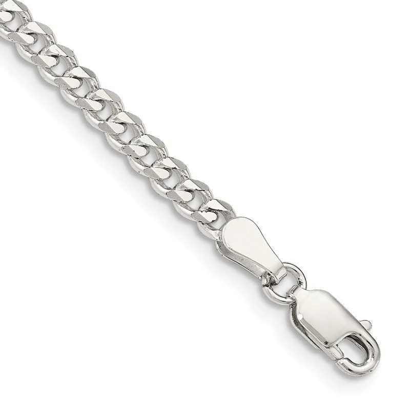 Statement Gold Bracelets-Sterling Silver 3.5mm Curb Chain Bracelet