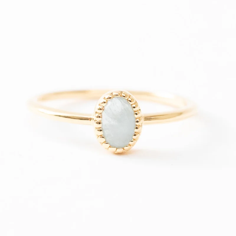 Unique Gold Engagement Rings-Gold Vermeil Oval Cabachon Aquamarine Ring