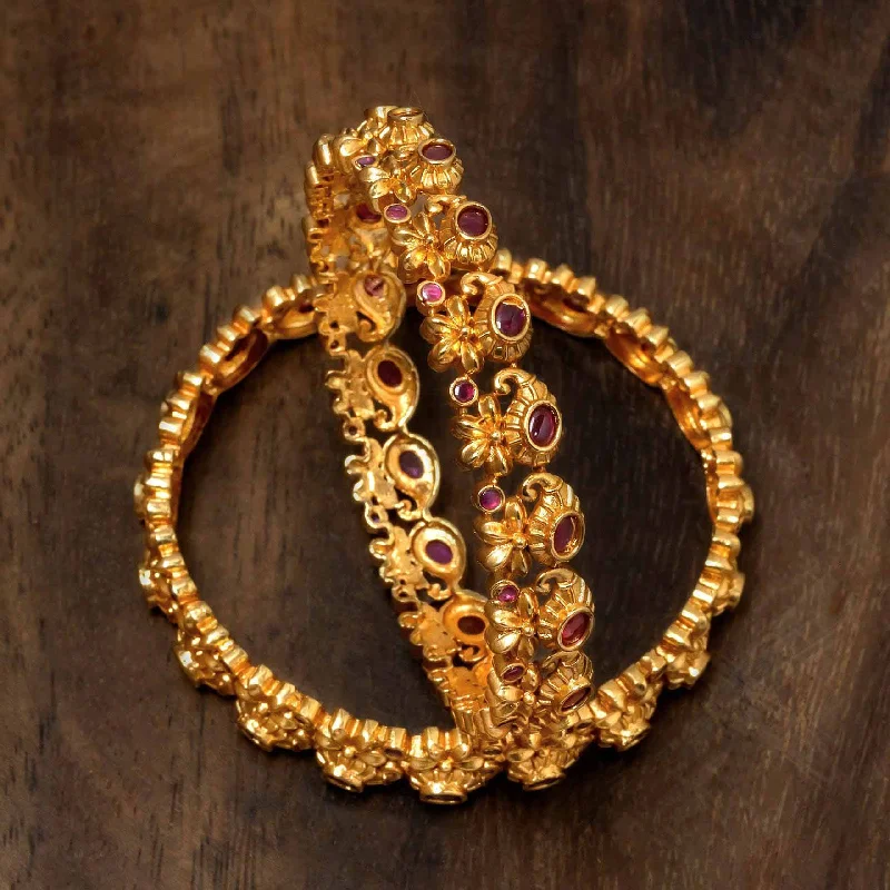 Luxury Gold Bangle Bracelets-Sreshta Bangle PSGRBSR6R-063