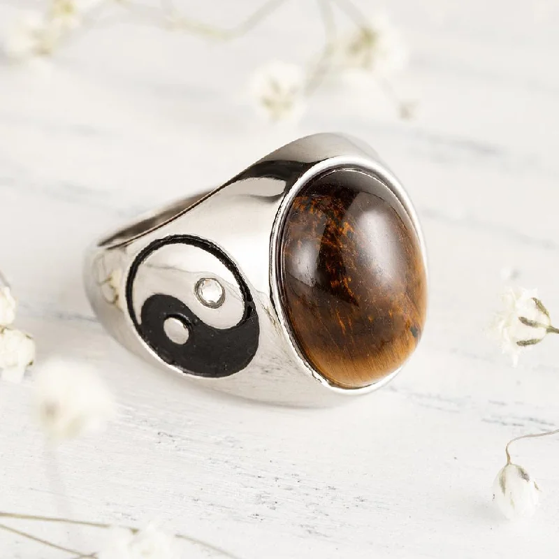 Dainty Gold Rings-Power Tiger's Eye Gemstone Ring