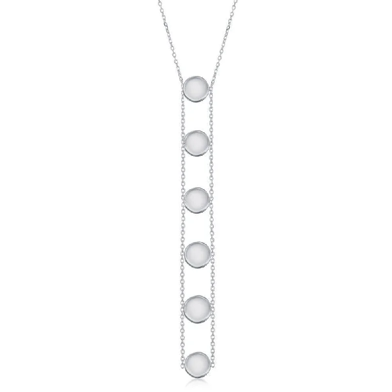 Sterling Silver Station Shiny Disc Lariat Necklace