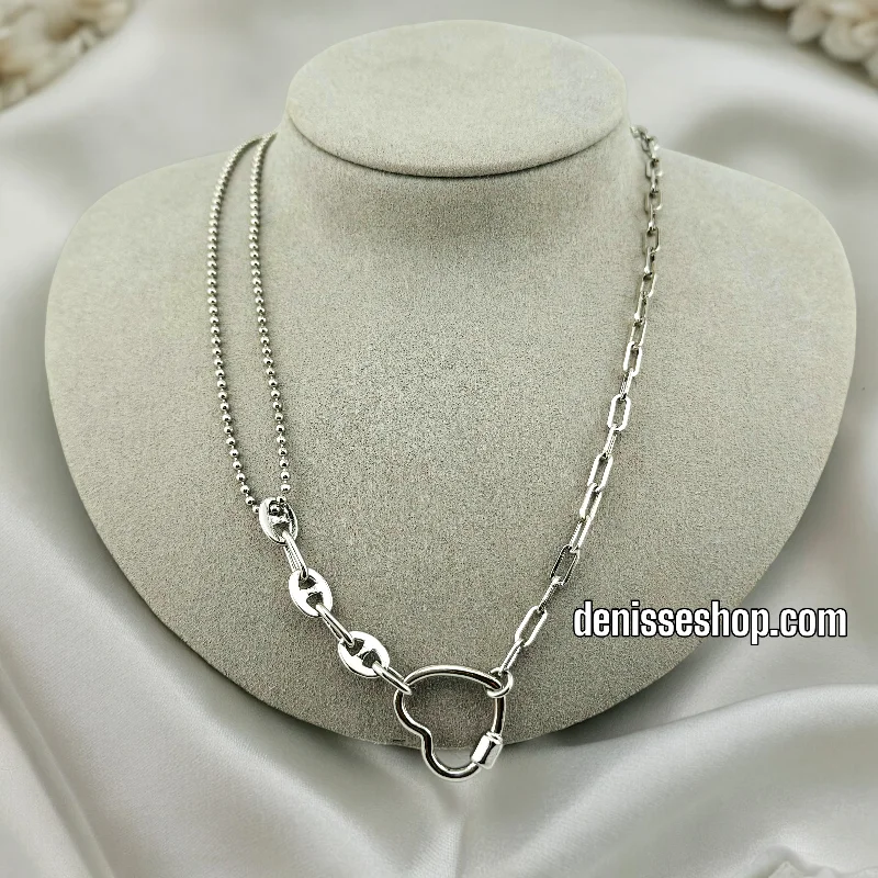 SILVER HEART NECKLACE  18'' TO 20''C54